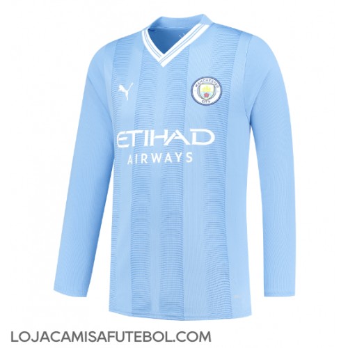 Camisa de Futebol Manchester City Equipamento Principal 2023-24 Manga Comprida